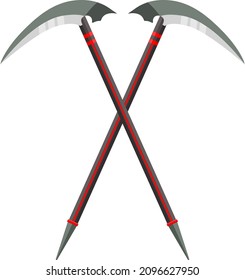 Scythe weapon, illustration, vector on a white background.