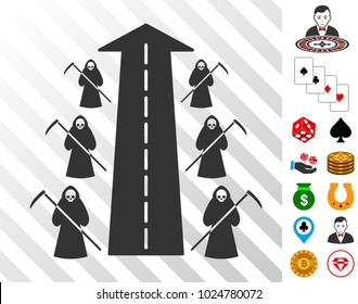 Scytheman Future Road icon with bonus gamble clip art. Vector illustration style is flat iconic symbols. Designed for gambling websites.
