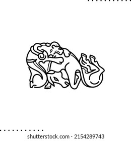 Scythian gold, a figurine of a lioness attacking a horse,  vector isolated icon