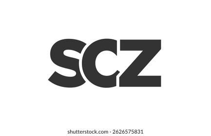 SCZ logo design template with strong and modern bold text. Initial based vector logotype featuring simple and minimal typography. Trendy company identity ideal for businesses brand presence.