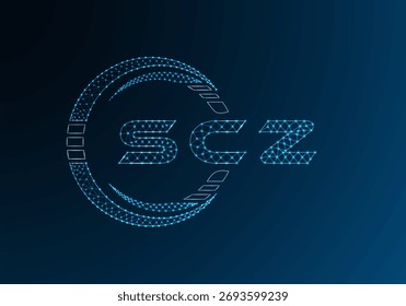 Diseño de Vector de logotipo de letra poli baja SCZ. SCZ diseño de logotipo de poliéster inferior. Logotipo de poliéster bajo.