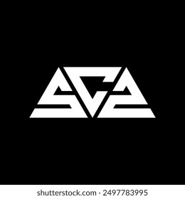SCZ triangle letter logo design with triangle shape. SCZ triangle logo design monogram. SCZ triangle vector logo template with red color. SCZ triangular logo Simple, Elegant, and Luxurious design.