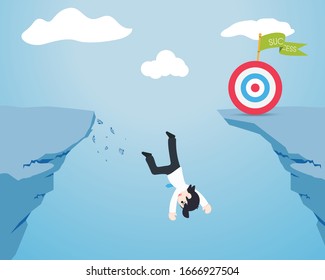SD Business Man falling down and not reaching the target set. If You do not Prepare Yourself Before doing Business. You may Fail.