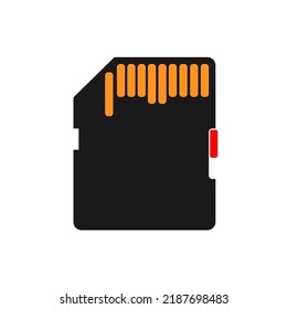 SD card bold black silhouette icon isolated on white. Secure digital memory pictogram. Data storage small device for PC, portable equipment, tool vector element for infographic, web.