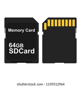 SD Card from both sides isolated on white background. Vector illustration