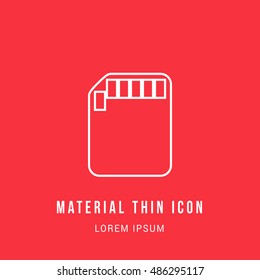 SD Card Bright red material designed line thin flat icon / logo