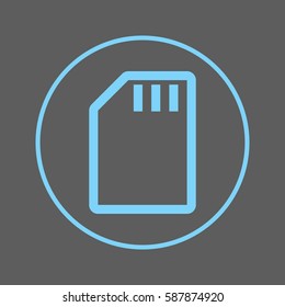 Sd card circular line icon. Round colorful sign. Flat style vector symbol