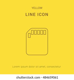 SD Card Cute yellow thin line icon / logo Design