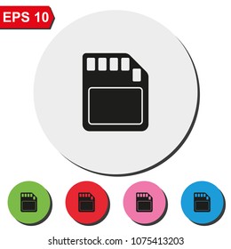 SD card flat round colorful vector icon.