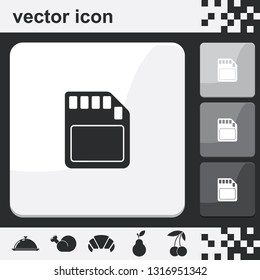 SD card flat set of buttons vector icon.
