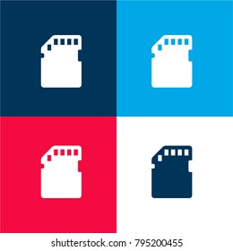 SD Card four color material and minimal icon logo set in red and blue