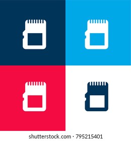 Sd card four color material and minimal icon logo set in red and blue
