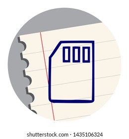 SD Card Free Hand Icon on a Notebook Sheet