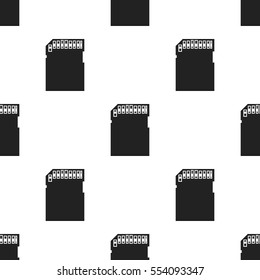 SD card icon in black style isolated on white background. Personal computer pattern stock vector illustration.