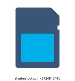 ícone de cartão SD vetor plano azul design memória símbolo de armazenamento dados flash eletrônico elemento gráfico sinal
