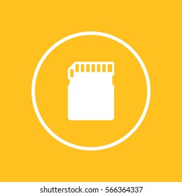 SD card icon in circle, vector illustration