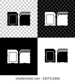 SD card icon isolated on black, white and transparent background. Memory card. Adapter icon. Vector Illustration