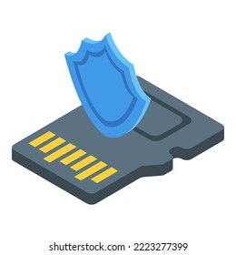 Icono de tarjeta Sd vector isométrico. Almacenamiento de datos. Flash de memoria