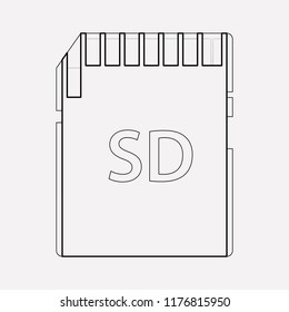 Sd card icon line element. Vector illustration of sd card icon line isolated on clean background for your web mobile app logo design.