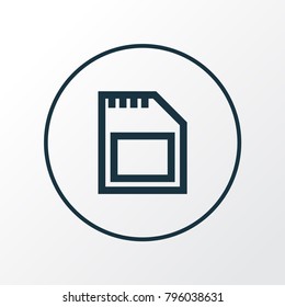Sd card icon line symbol. Premium quality isolated memory element in trendy style.