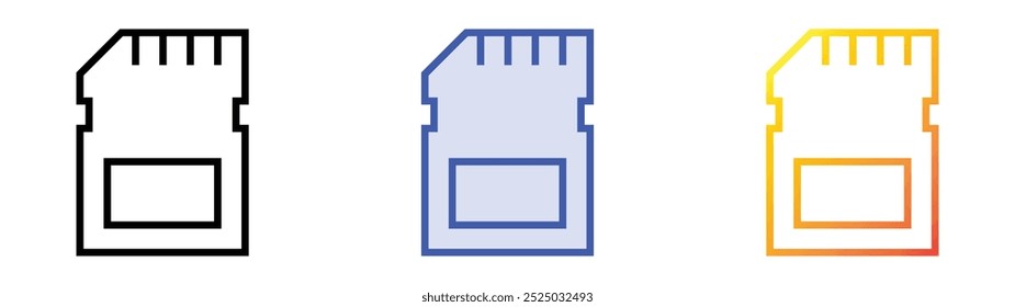 sd card icon. Linear, Blue Fill and Gradient Style Design Isolated On White Background