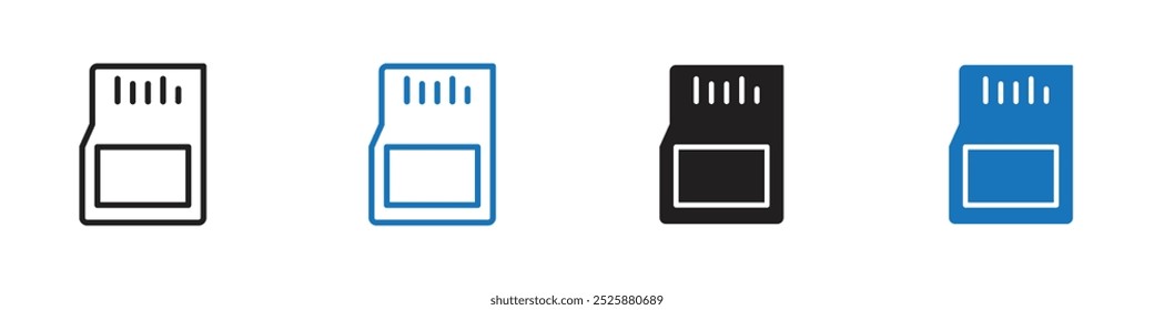 Ícone de placa SD gráficos lineares definem vetor em preto