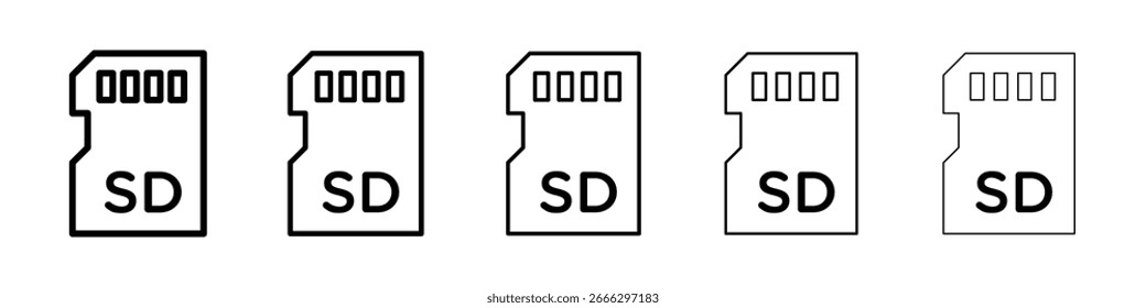 Logotipo de icono de tarjeta Sd en líneas de trazo colección