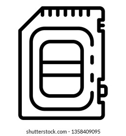 Sd card icon. Outline sd card vector icon for web design isolated on white background