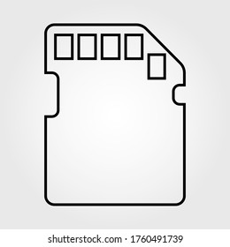 SD card icon, outline vector sign, linear style pictogram isolated on white. Symbol, logo illustration. Editable stroke. Eps10 vector illustration.
