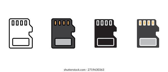 Vector del sistema del icono de la tarjeta del SD en el fondo blanco. , dispositivo, accesorio, símbolo. Ilustración vectorial.