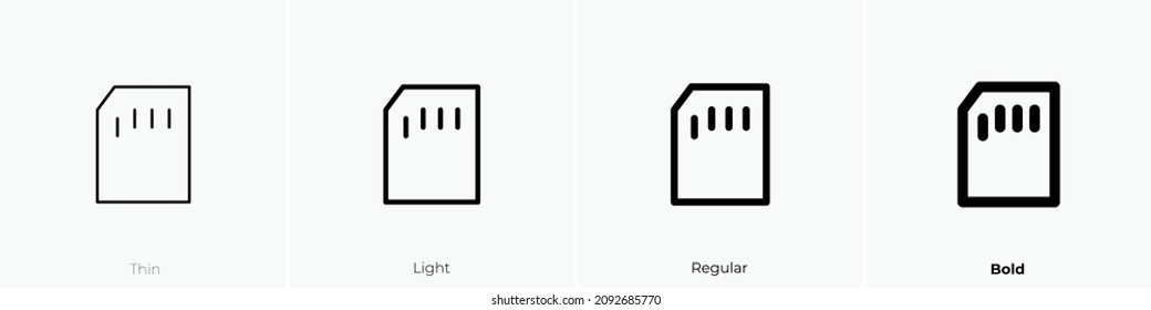sd card icon. Thin, Light Regular And Bold style design isolated on white background