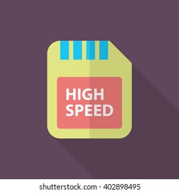 SD Card icon , Vector flat long shadow design.