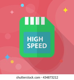 SD Card icon , Vector flat long shadow design.