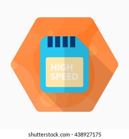 SD Card icon , Vector flat long shadow design.