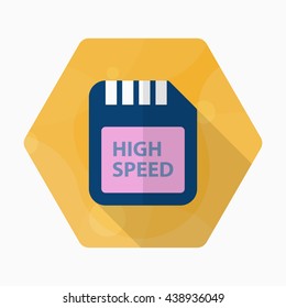 SD Card icon , Vector flat long shadow design.