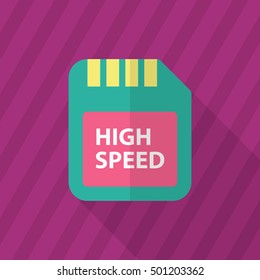 SD Card icon , Vector flat long shadow design.