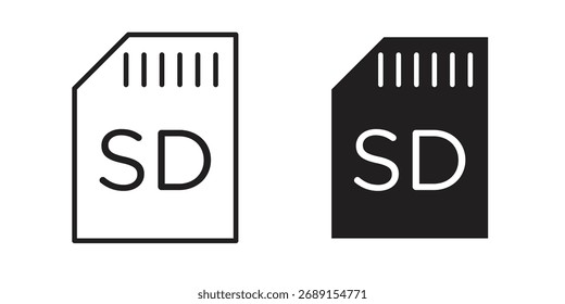 Vector del icono de la tarjeta de Sd en diseño plano simple, contorno.