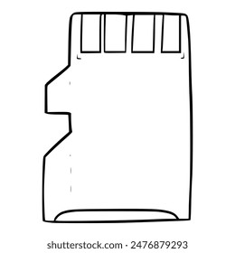 Ilustración de tarjeta SD dibujado a mano contorno aislado Vector
