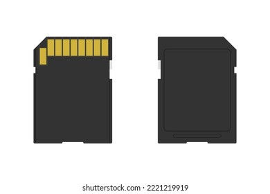 SD card illustration vector editable on white background. SD card icon. Memory card icon.