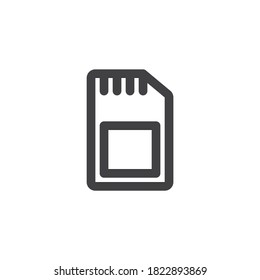 Icono de la línea de tarjeta Sd. signo de estilo lineal para concepto móvil y diseño web. Icono de vector de contorno de tarjeta de memoria SD. Símbolo, ilustración del logotipo. Gráficos vectoriales