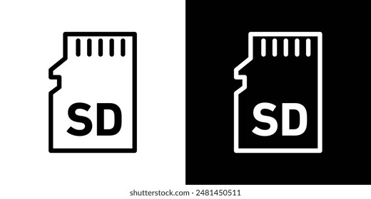 Sd card line icon vector illustration set.