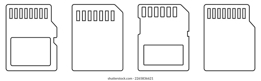 SD card line icons. Vector illustration isolated on white background
