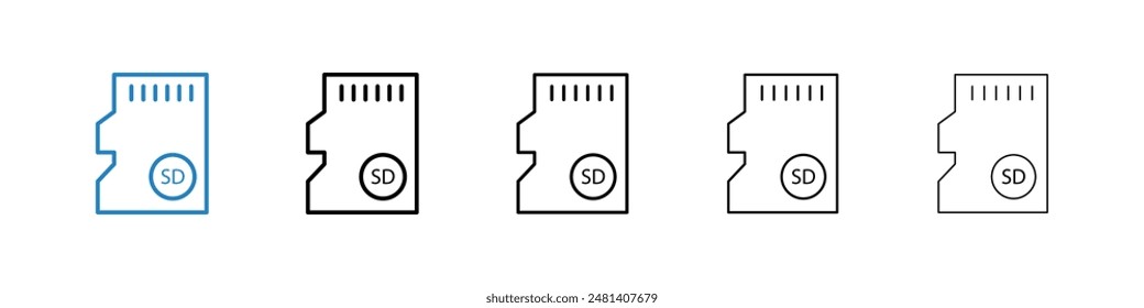 Sd card liner icon vector set.