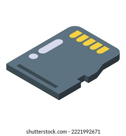 Icono de memoria de tarjeta Sd vector isométrico. Palo de cámara. Almacenamiento flash