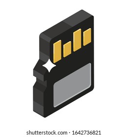 Tarjeta Sd, icono de la tarjeta de almacenamiento de memoria en diseño isométrico.