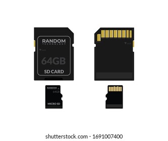 SD Card, Micro SD Card on White background, Front back view