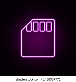 SD card neon icon. Elements of technology set. Simple icon for websites, web design, mobile app, info graphics