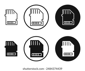 Sd card outlined icon vector collection.