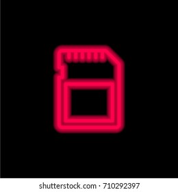 Sd card red glowing neon ui ux icon. Glowing sign logo vector