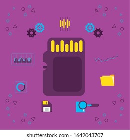 diseño de ilustración vectorial de icono de almacenamiento de datos de tarjeta sd